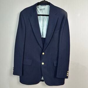 Cricketeer men's blazer 43 X 31 VTG Blue brass buttons partially lined wool prep